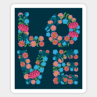 FLOWERED LOVE Floral Uplifting Lettering Flowers - UnBlink Studio by Jackie Tahara Magnet